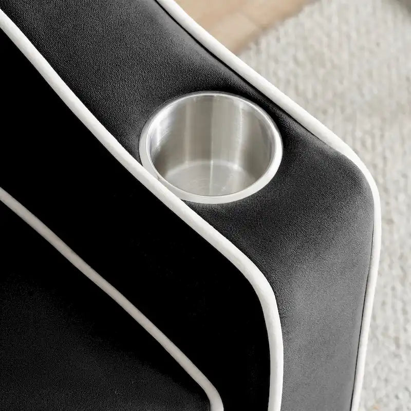 Canapé-lit pliable, canapé moderne en velours convertible, dossier réglable avec port USB, cendrier et support de téléphone pivotant