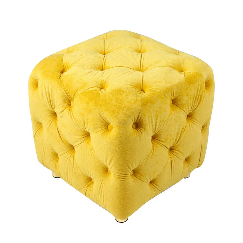 Pouf carré capitonné en velours moderne