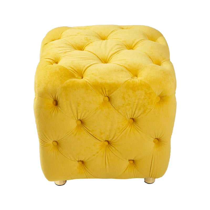 Pouf carré capitonné en velours moderne
