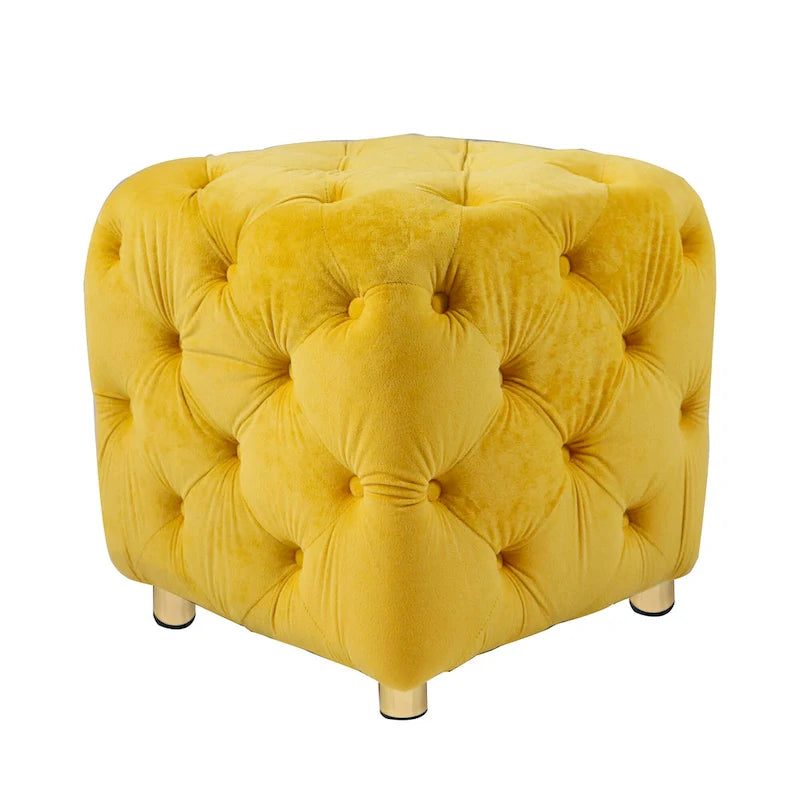 Pouf carré capitonné en velours moderne