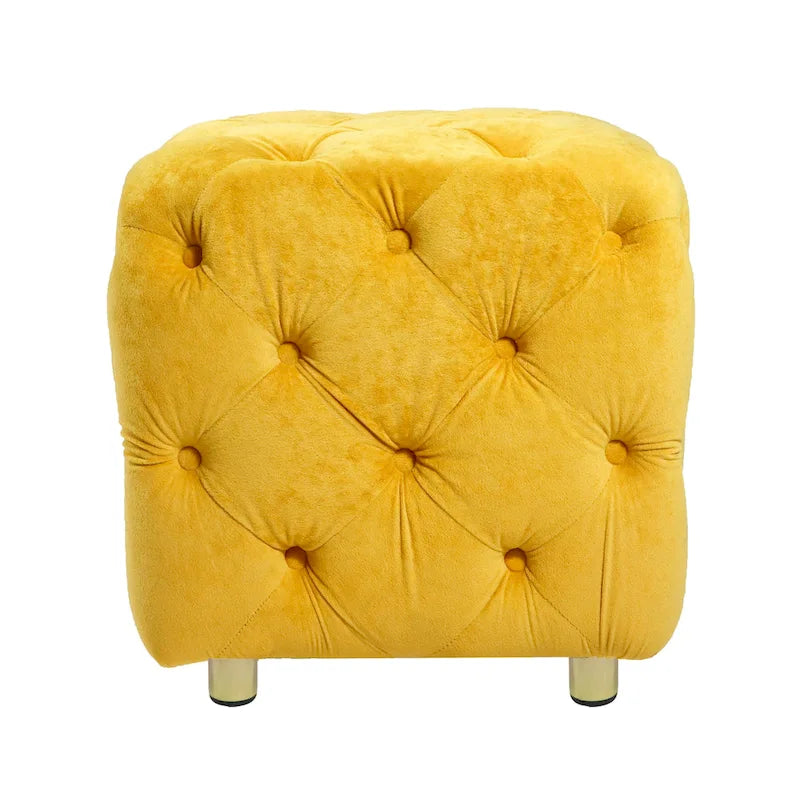 Pouf carré capitonné en velours moderne