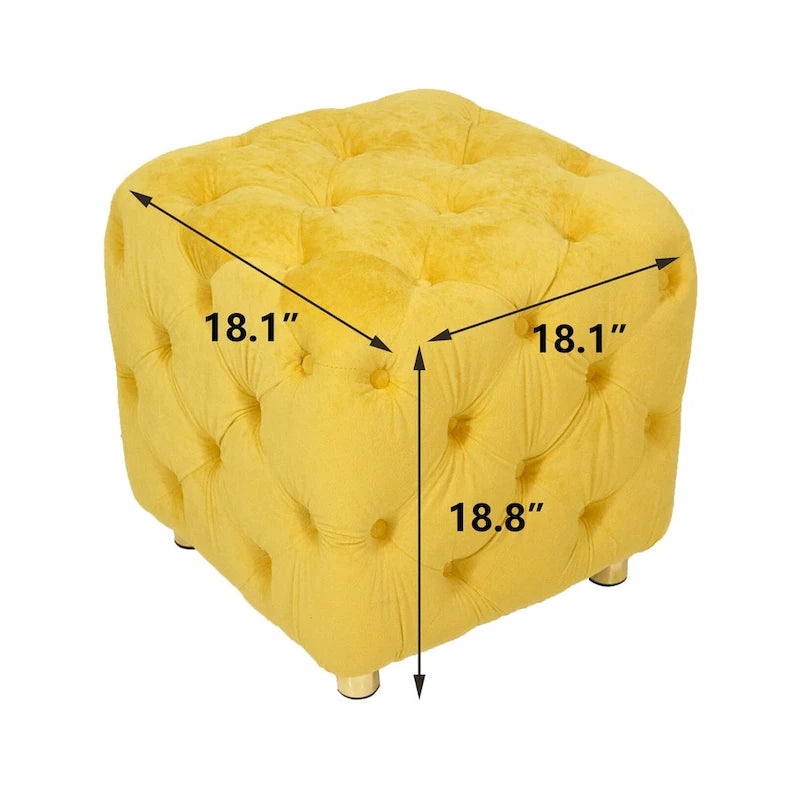 Pouf carré capitonné en velours moderne