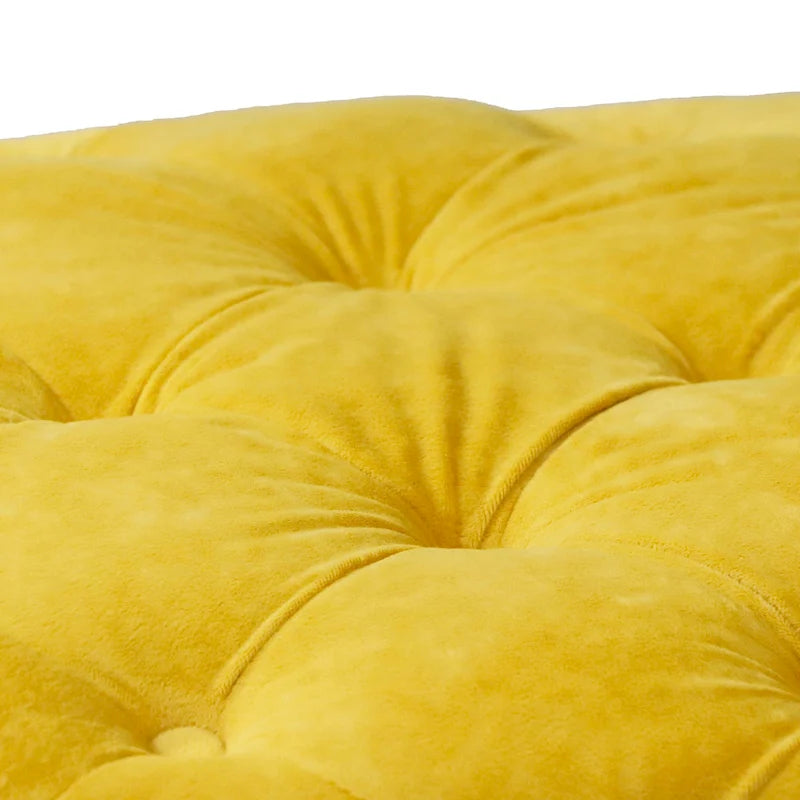 Pouf carré capitonné en velours moderne
