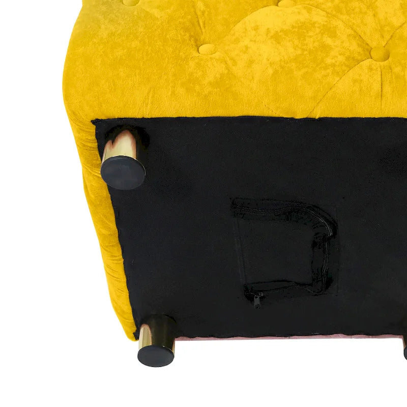 Pouf carré capitonné en velours moderne