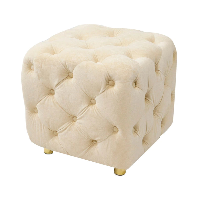 Pouf carré capitonné en velours moderne