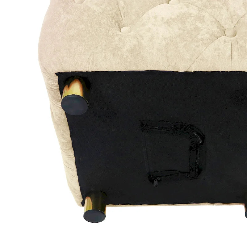 Pouf carré capitonné en velours moderne