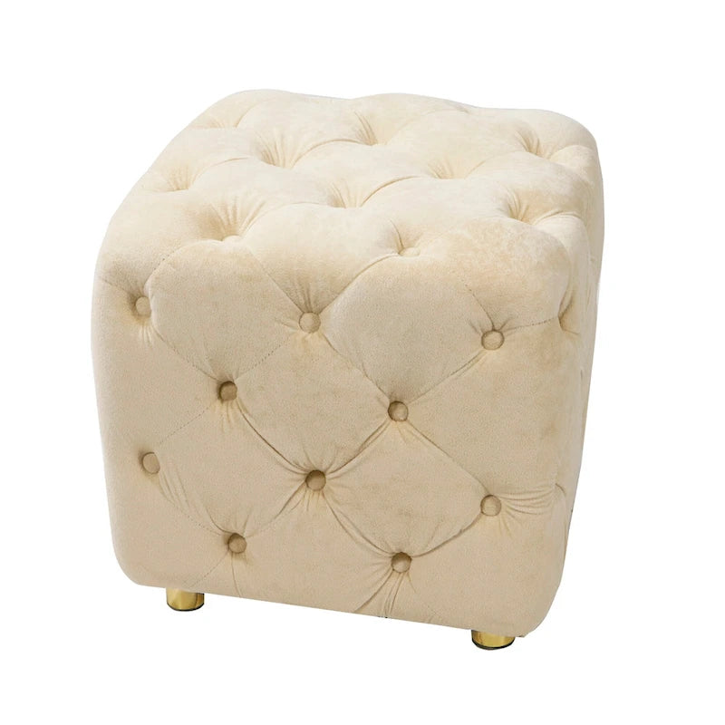 Pouf carré capitonné en velours moderne