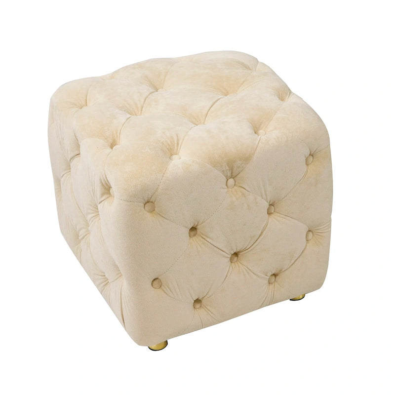 Pouf carré capitonné en velours moderne