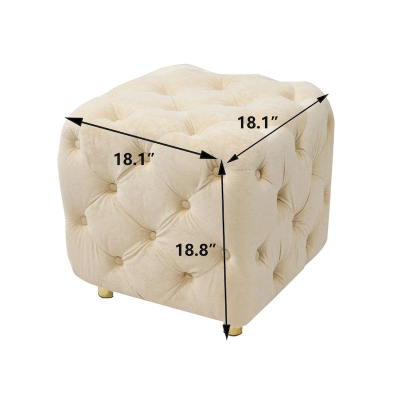 Pouf carré capitonné en velours moderne