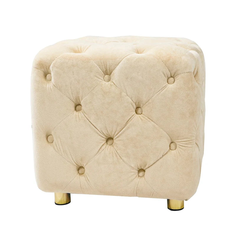 Pouf carré capitonné en velours moderne