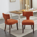 Chaises de salle à manger modernes, chaise d'appoint rembourrée en tissu de lin avec dossier incurvé, chaises de cuisine avec cadre en bois d'hévéa