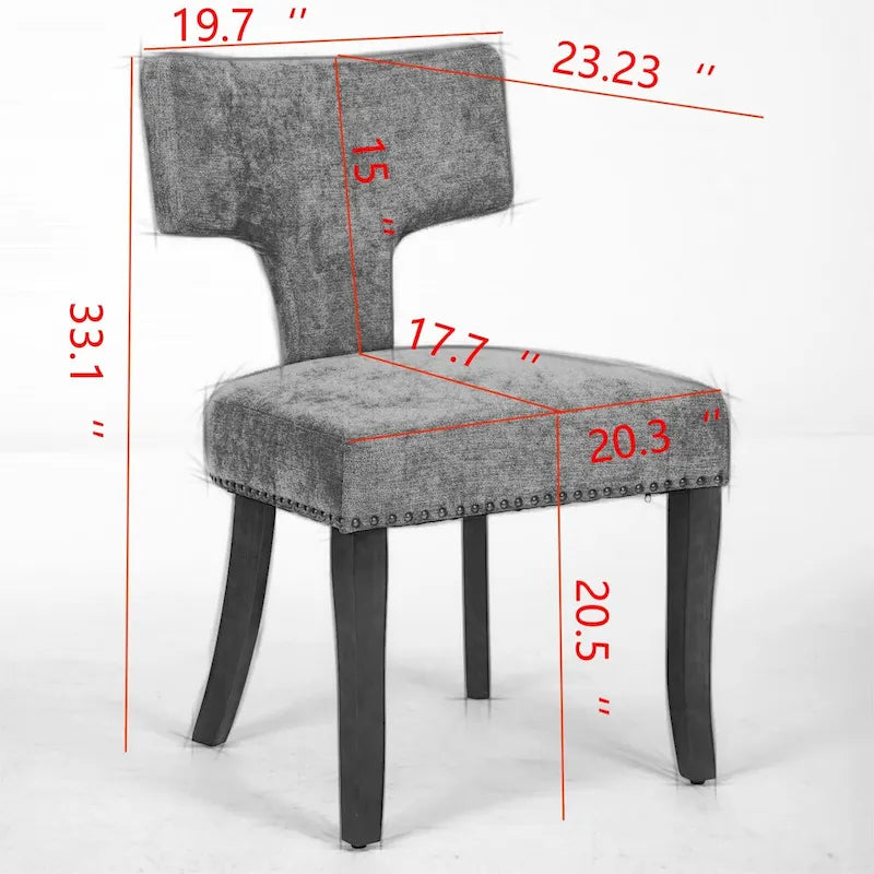 Chaises de salle à manger modernes, chaise d'appoint rembourrée en tissu de lin avec dossier incurvé, chaises de cuisine avec cadre en bois d'hévéa