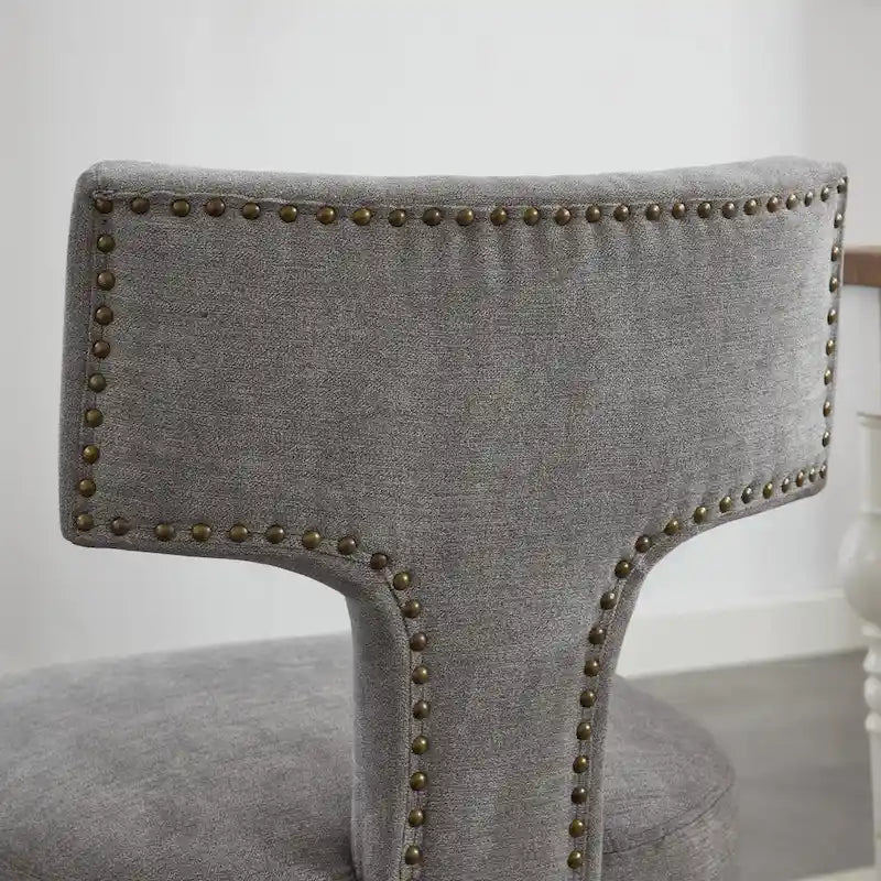 Chaises de salle à manger modernes, chaise d'appoint rembourrée en tissu de lin avec dossier incurvé, chaises de cuisine avec cadre en bois d'hévéa