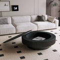 Table basse ronde de 99,99 cm avec rangement en bois massif plaqué