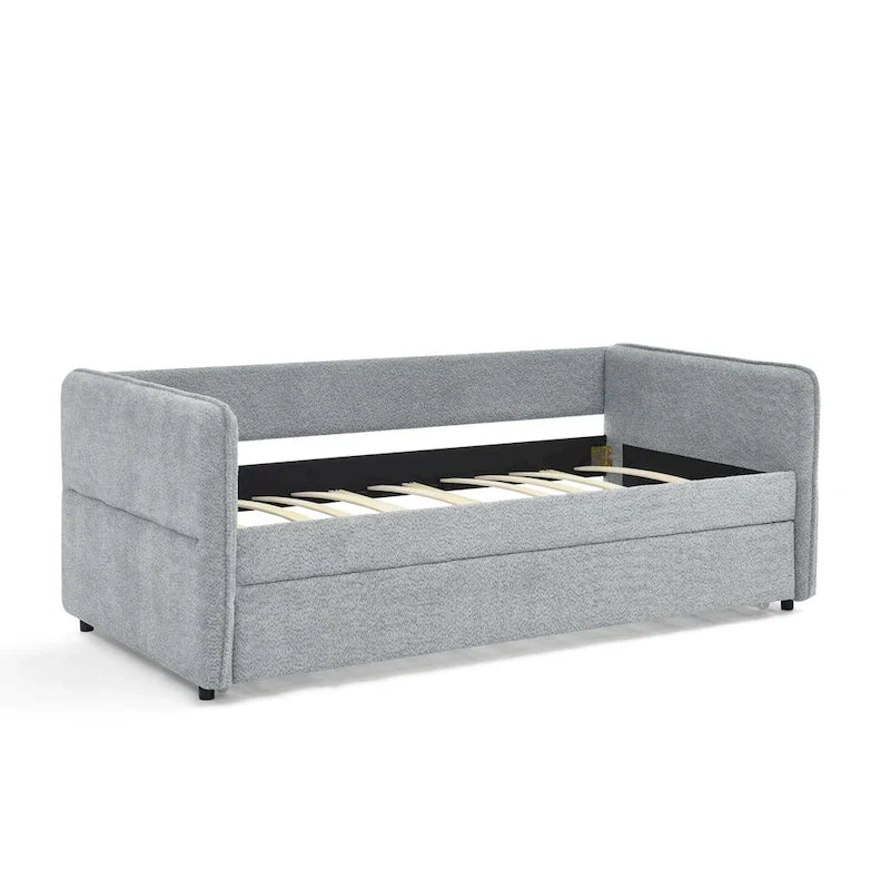 Lit de repos double en bouclette avec lit gigogne