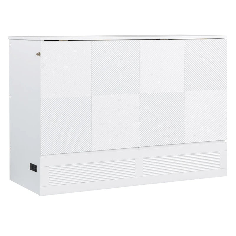 Lit mural escamotable pleine/grand lit avec un grand tiroir de rangement, lit armoire escamotable peu encombrant avec un ensemble de prises et de ports USB