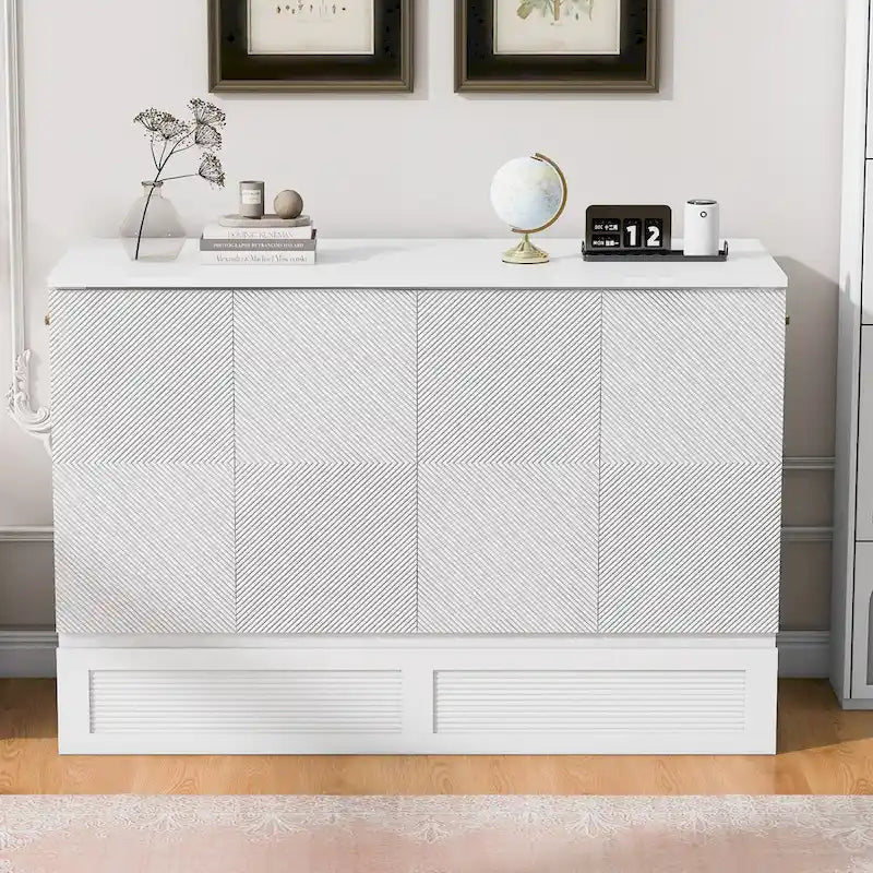 Lit mural escamotable pleine/grand lit avec un grand tiroir de rangement, lit armoire escamotable peu encombrant avec un ensemble de prises et de ports USB