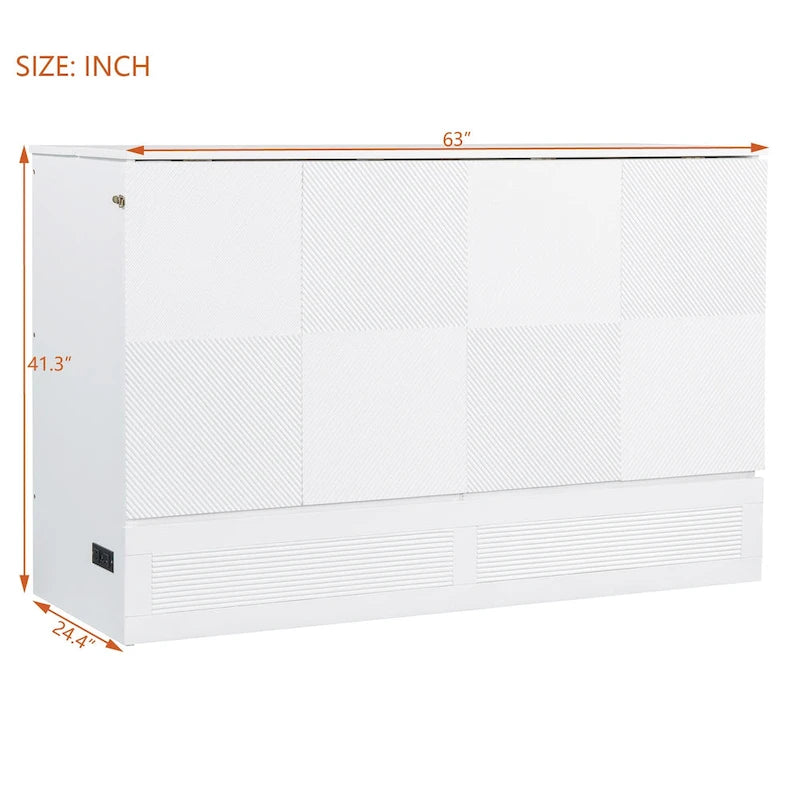 Lit mural escamotable pleine/grand lit avec un grand tiroir de rangement, lit armoire escamotable peu encombrant avec un ensemble de prises et de ports USB