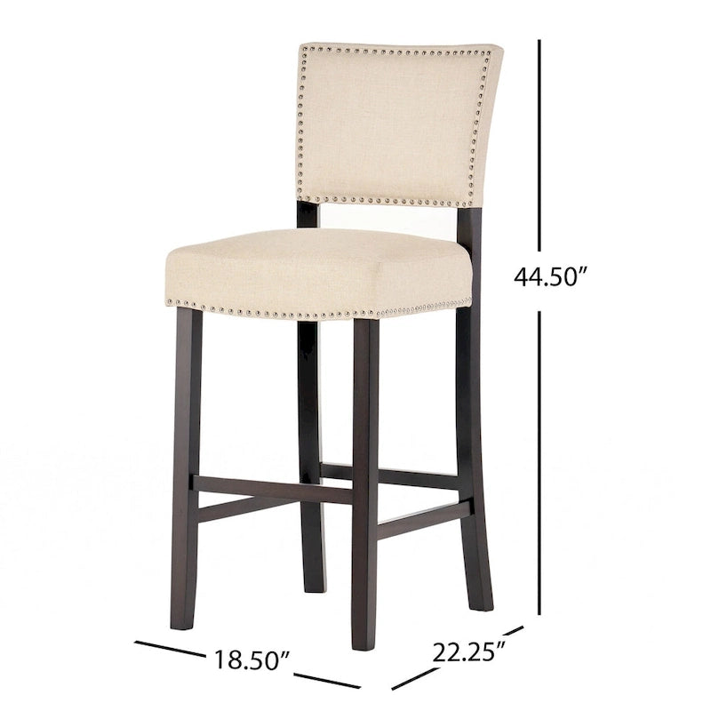 Tabourets de hauteur comptoir, chaise d'îlot de cuisine avec pieds en bois, chaise de salle à manger sans accoudoirs rembourrée avec dossier