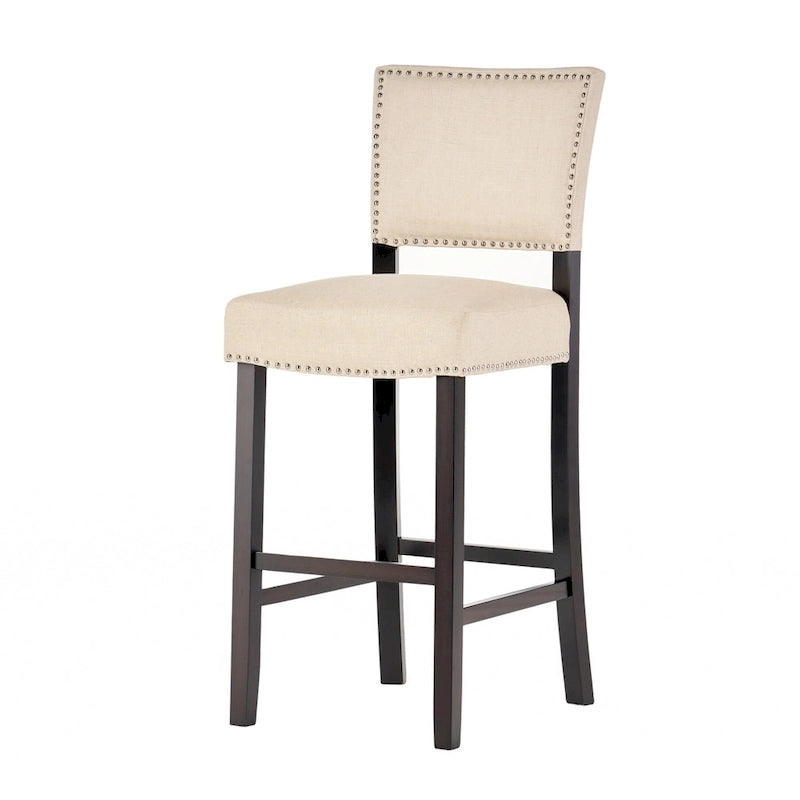 Tabourets de hauteur comptoir, chaise d'îlot de cuisine avec pieds en bois, chaise de salle à manger sans accoudoirs rembourrée avec dossier