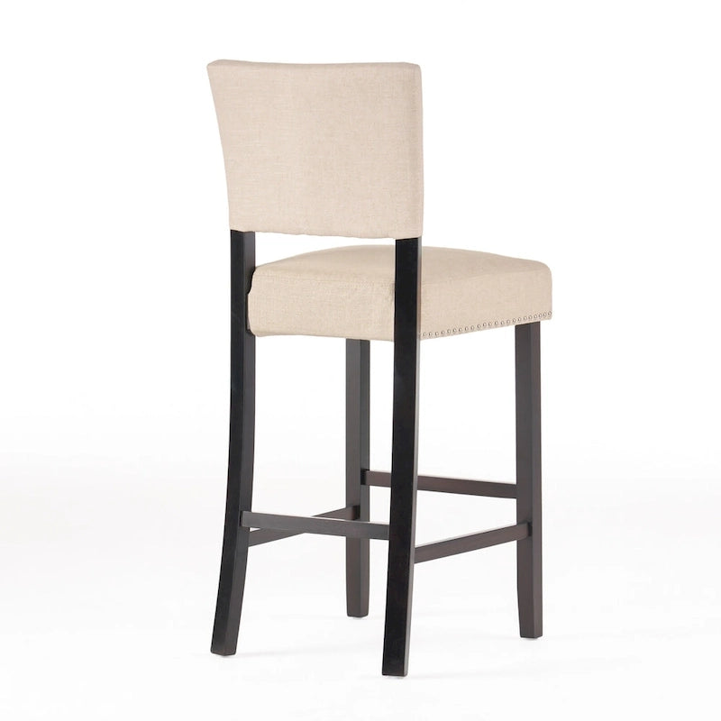 Tabourets de hauteur comptoir, chaise d'îlot de cuisine avec pieds en bois, chaise de salle à manger sans accoudoirs rembourrée avec dossier