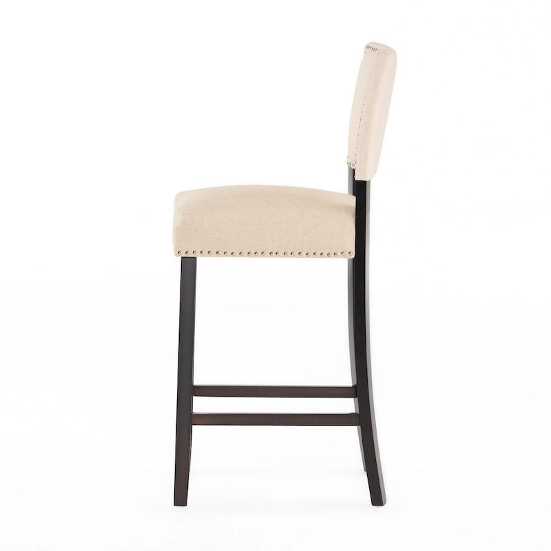 Tabourets de hauteur comptoir, chaise d'îlot de cuisine avec pieds en bois, chaise de salle à manger sans accoudoirs rembourrée avec dossier