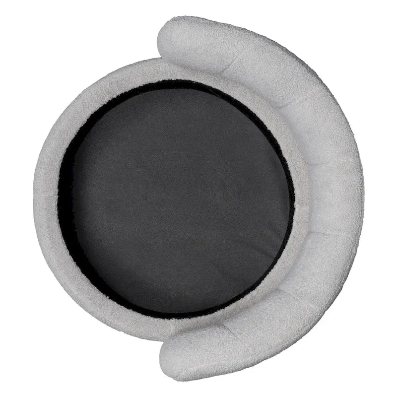 Fauteuil pivotant en tissu bouclé avec rangement pour salon, gris