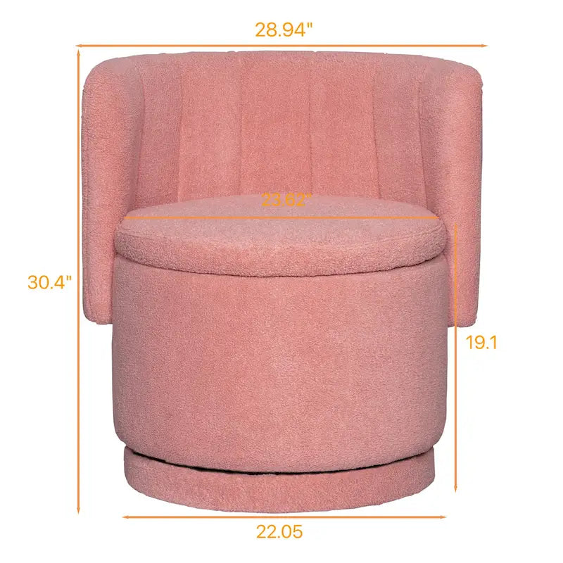 Fauteuil pivotant en tissu bouclé avec rangement pour salon, gris