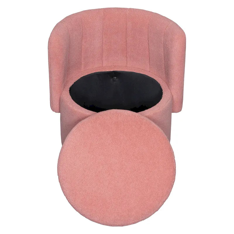 Fauteuil pivotant en tissu bouclé avec rangement pour salon, gris