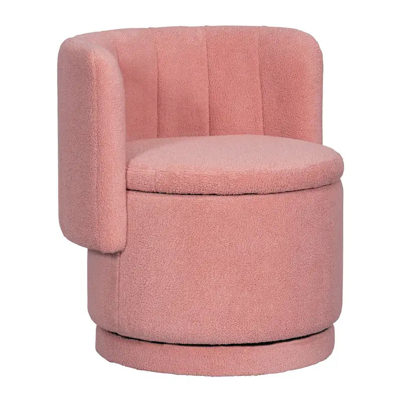 Fauteuil pivotant en tissu bouclé avec rangement pour salon, gris
