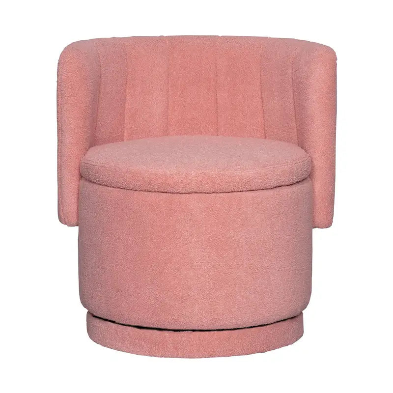 Fauteuil pivotant en tissu bouclé avec rangement pour salon, gris