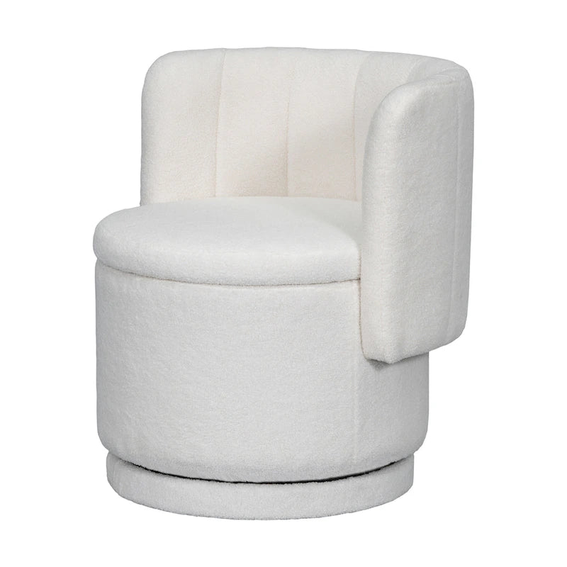 Fauteuil pivotant en tissu bouclé avec rangement pour salon, gris