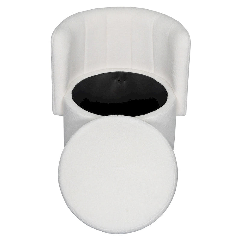 Fauteuil pivotant en tissu bouclé avec rangement pour salon, gris