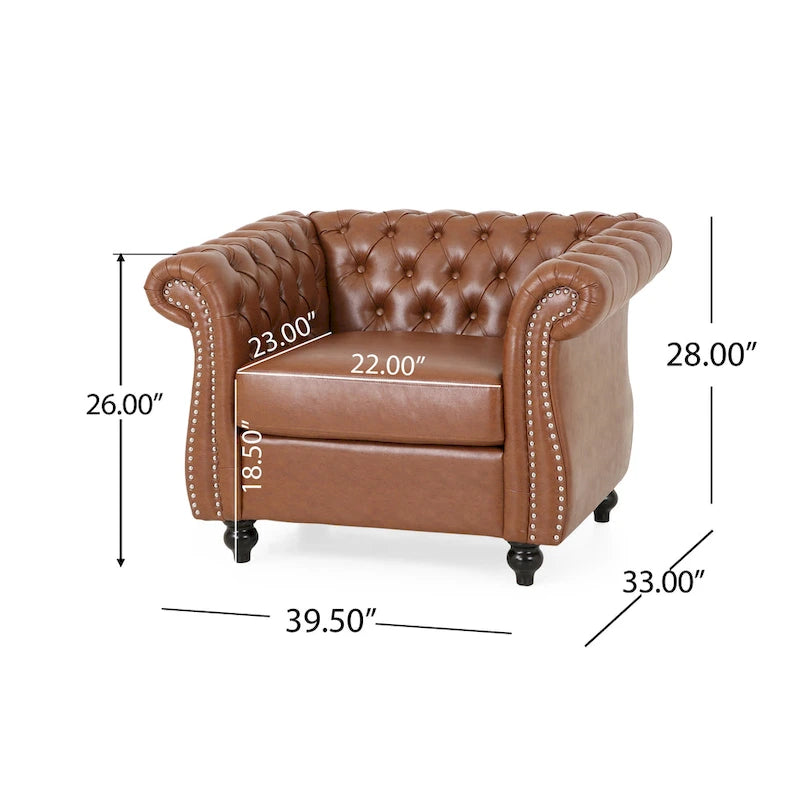 Fauteuil d'appoint capitonné en PU