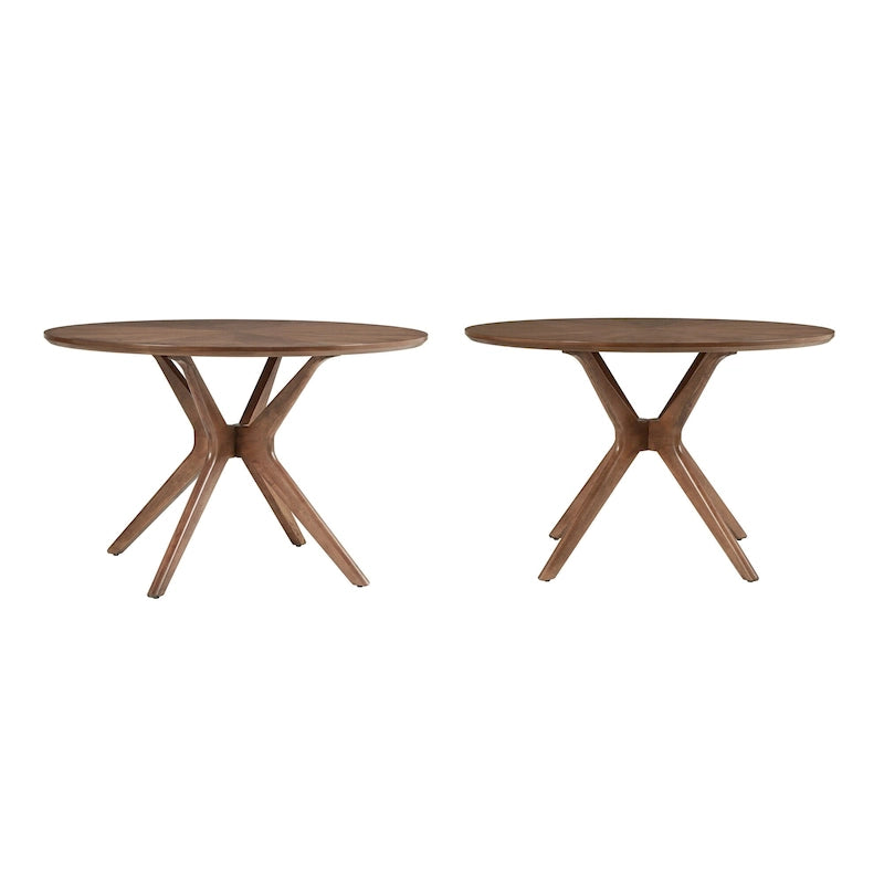 Table à manger ronde en noyer, style Mid-Century