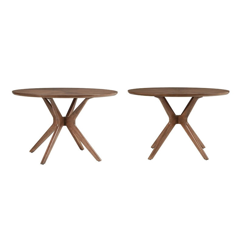 Table à manger ronde en noyer, style Mid-Century
