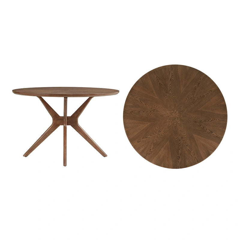 Table à manger ronde en noyer, style Mid-Century