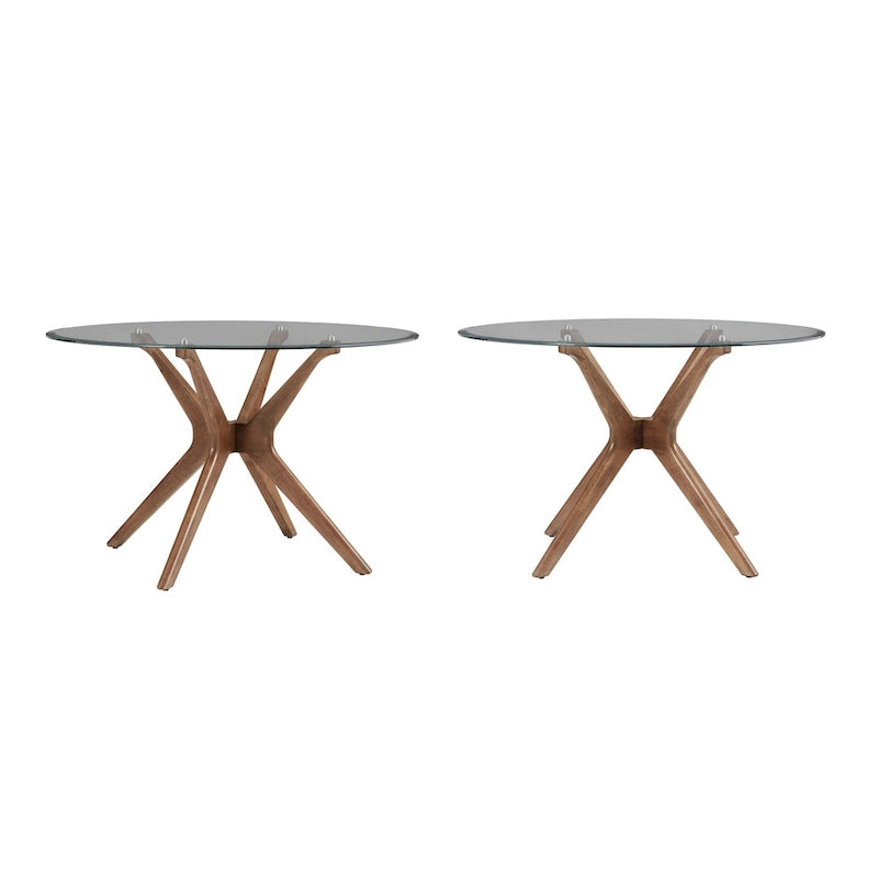 Table à manger ronde en noyer, style Mid-Century