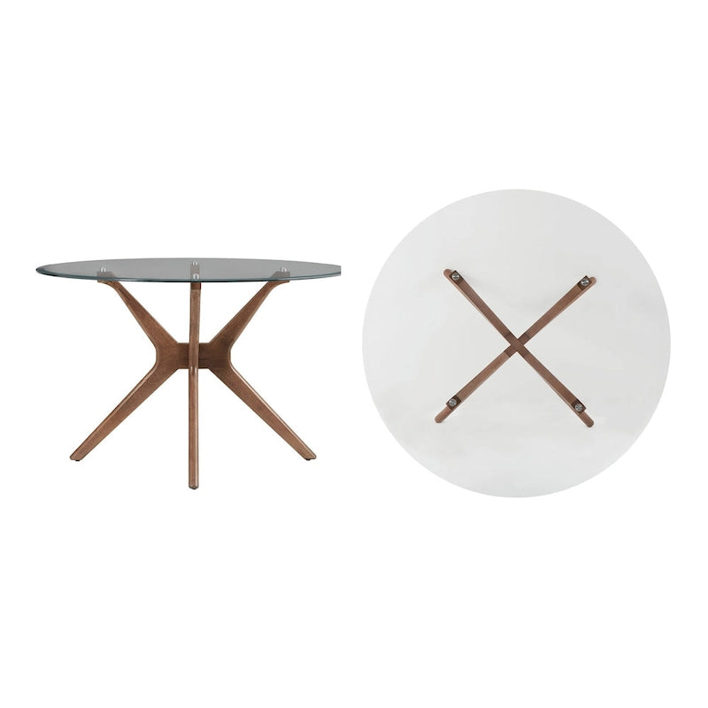 Table à manger ronde en noyer, style Mid-Century