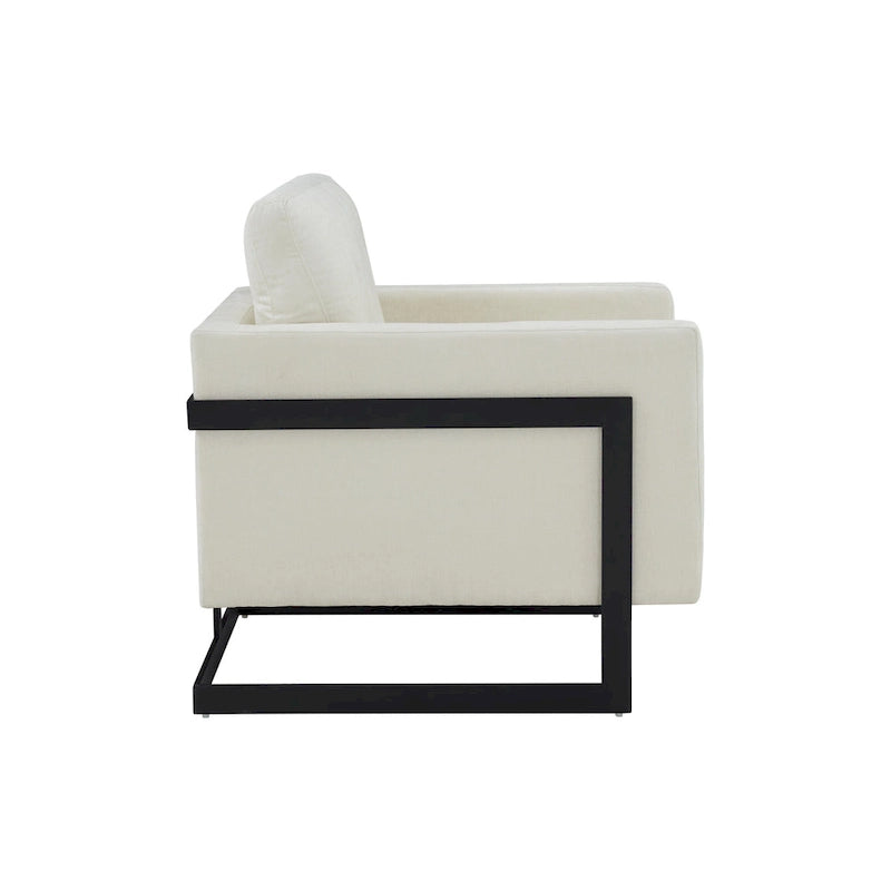 Fauteuil d'appoint contemporain en tissu crème et noir
