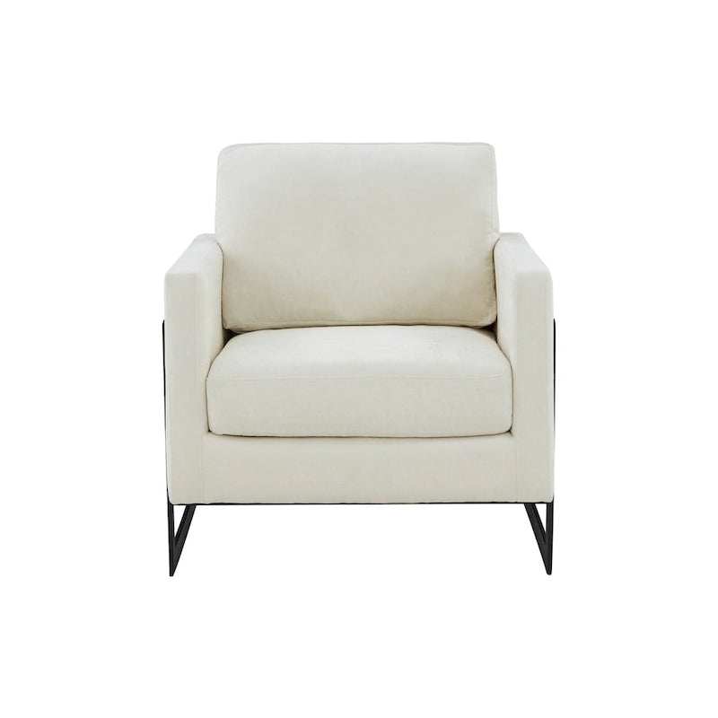 Fauteuil d'appoint contemporain en tissu crème et noir