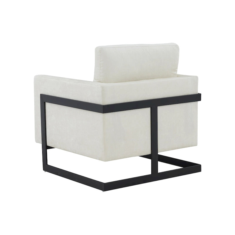 Fauteuil d'appoint contemporain en tissu crème et noir