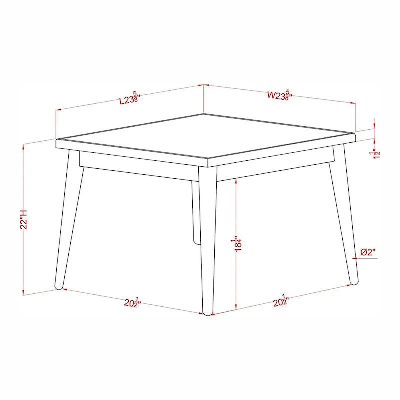 Table d'appoint en noyer massif de style Mid-Century de 24 pouces