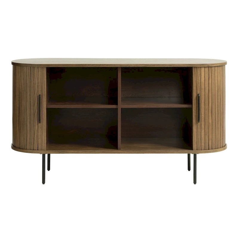 Bahut arrondi à portes coulissantes, style moderne du milieu du siècle