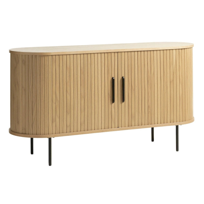 Bahut arrondi à portes coulissantes, style moderne du milieu du siècle