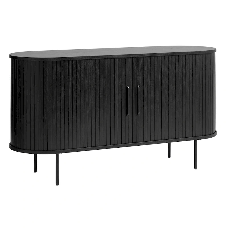 Bahut arrondi à portes coulissantes, style moderne du milieu du siècle