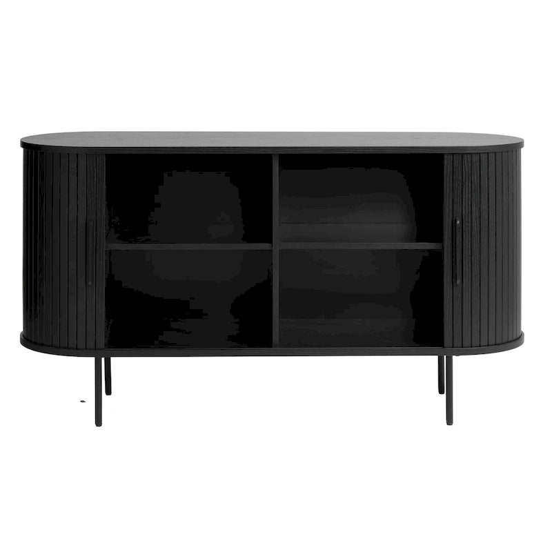 Bahut arrondi à portes coulissantes, style moderne du milieu du siècle