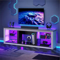 Meuble TV LED 70 pouces avec étagères en verre trempé et armoire ouverte - 71 po