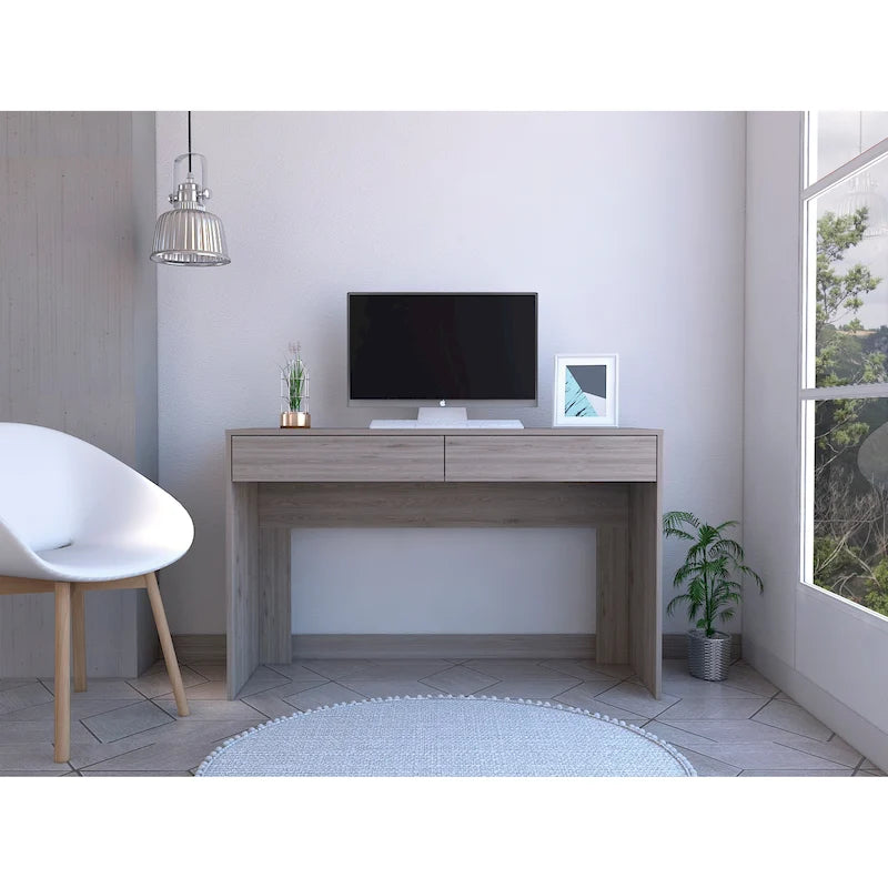 Bureau informatique à 2 tiroirs avec 2 tiroirs sans poignée