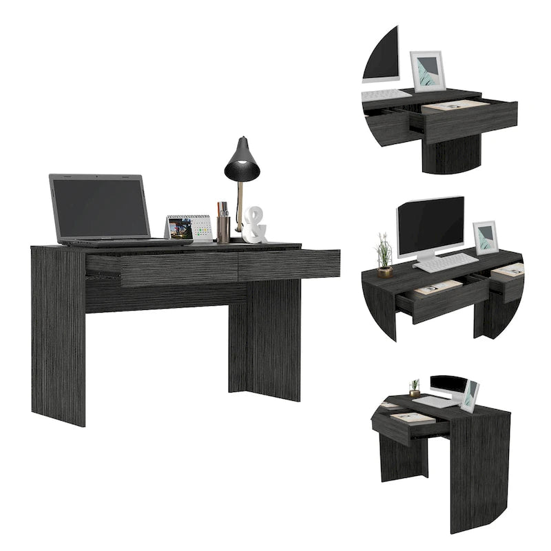 Bureau informatique à 2 tiroirs avec 2 tiroirs sans poignée